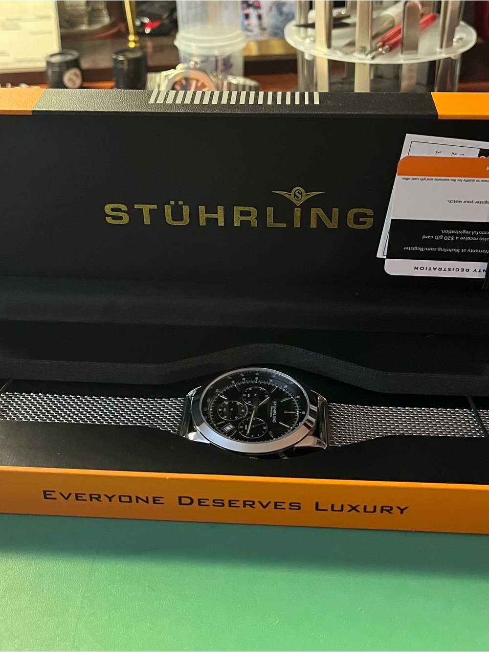 Stührling Original Black Chronograph Stainless Steel Watch - Picture 7 of 7